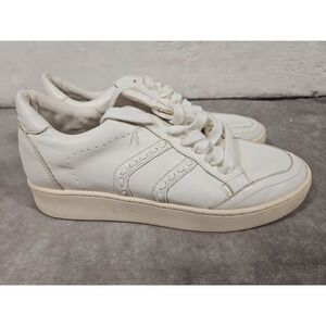 White Raven Shoes Women's 7 White Leather Comfort Lace Up Sneakers